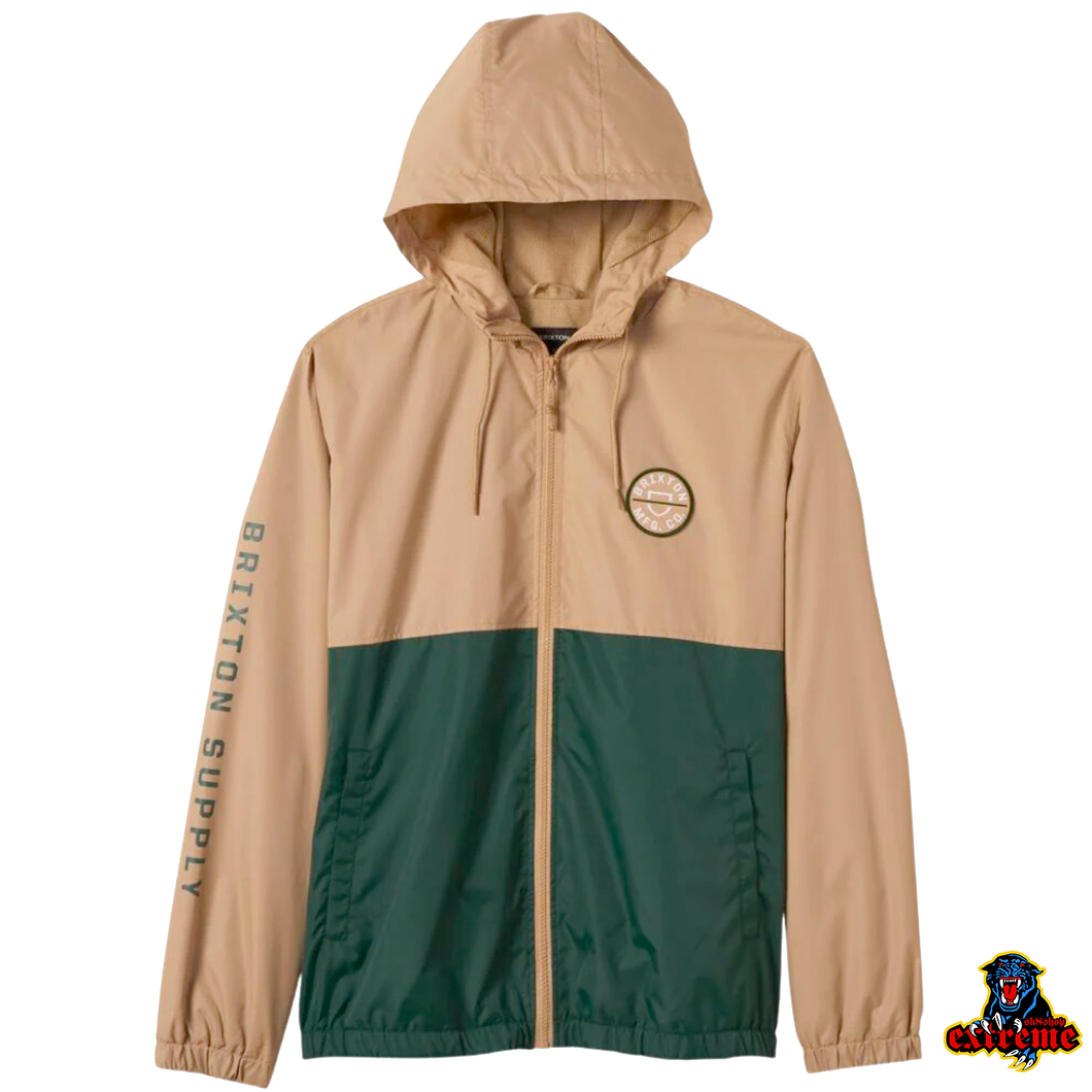 BRIXTON CLAXTON LW JACKET ZIP HOOD Sand/ Pine Needle